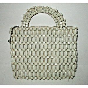 *Vintage 'SUZANNE' Petite RETRO Czechoslovakia Cream Beaded Top Handle Purse